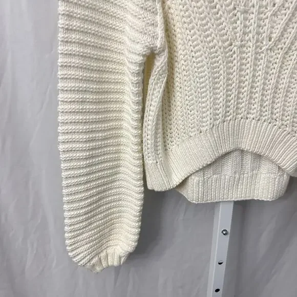 Free People Sweetheart Sweater Womens Small Ivory Boho Chunky Knit Mock Neck - Picture 8 of 13